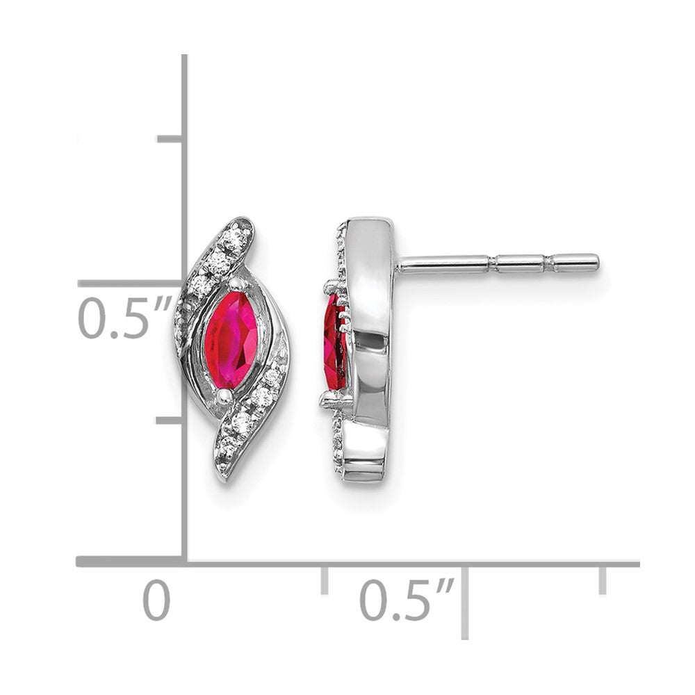 14k White Gold Diamond and Ruby Earrings