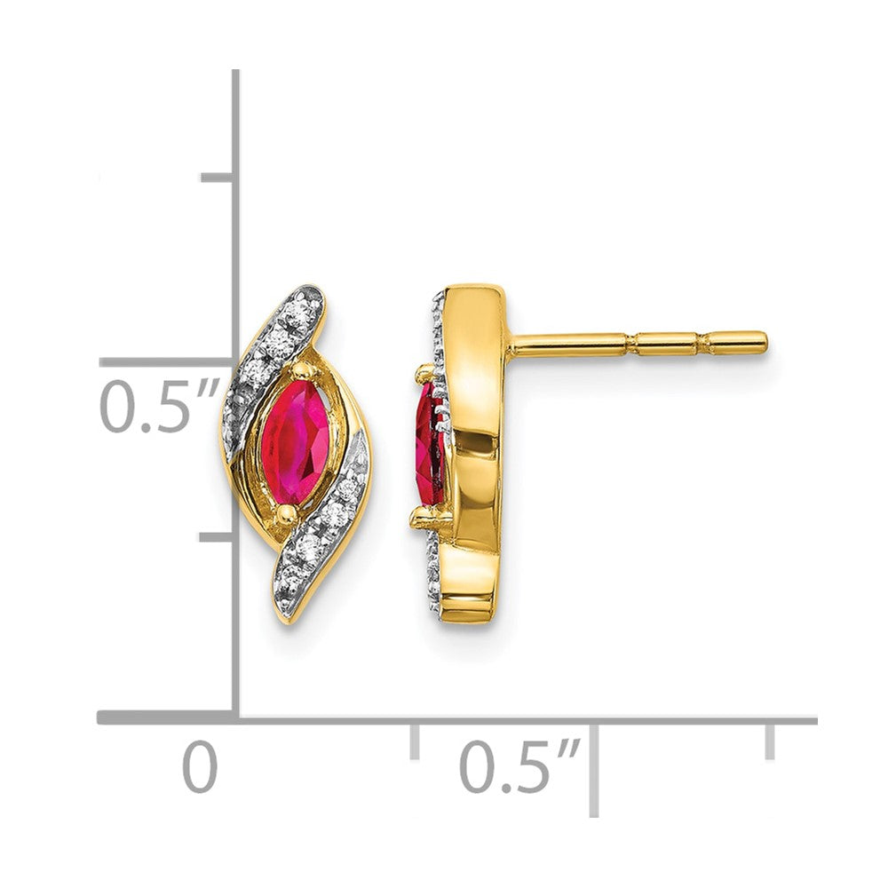 14k Diamond and Ruby Earrings