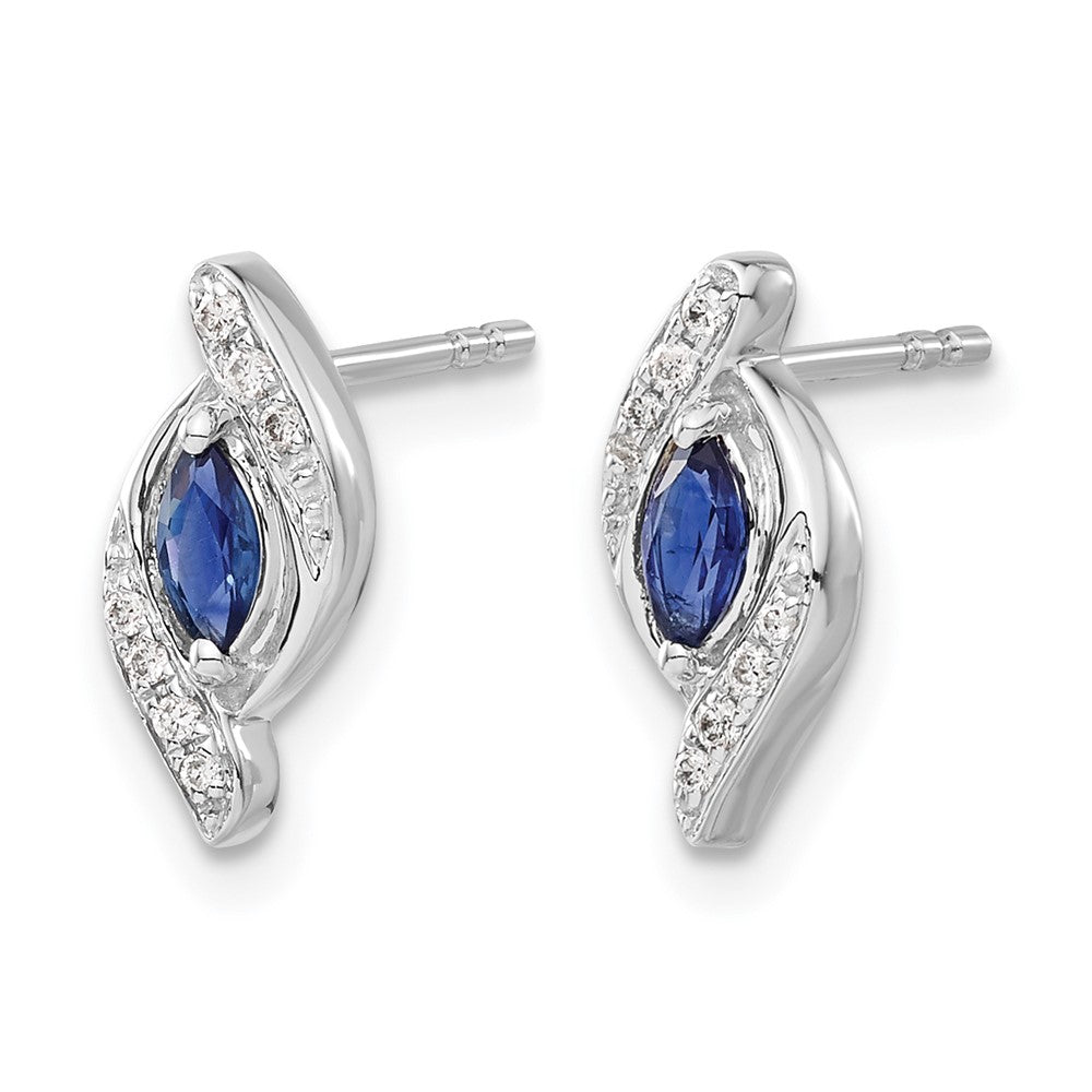 14k White Gold Diamond and Sapphire Post Earrings