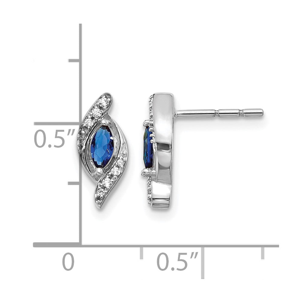 14k White Gold Diamond and Sapphire Post Earrings