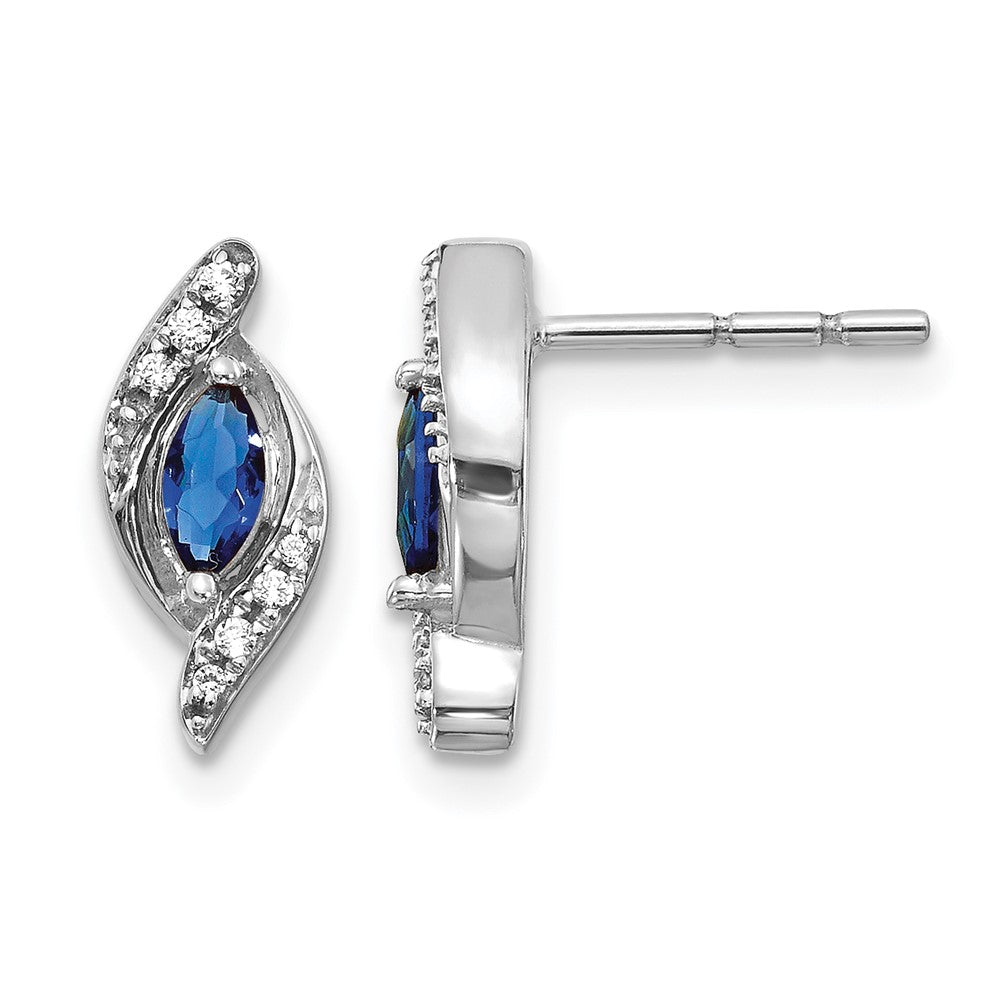 14k White Gold Diamond and Sapphire Post Earrings