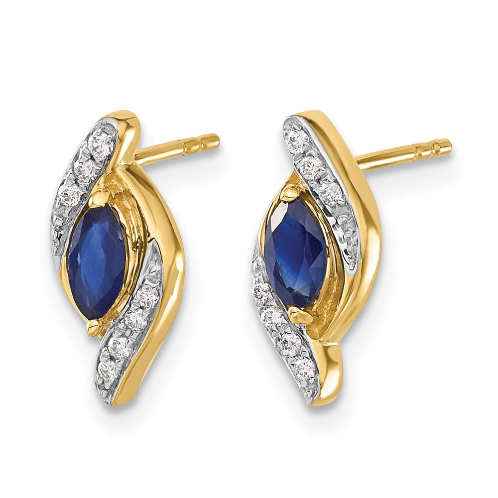 14k Yellow Gold Diamond and Sapphire Earrings