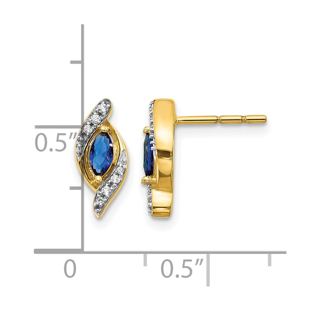 14k Yellow Gold Diamond and Sapphire Earrings