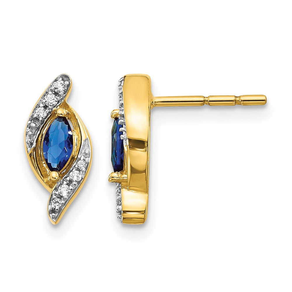 14k Yellow Gold Diamond and Sapphire Earrings