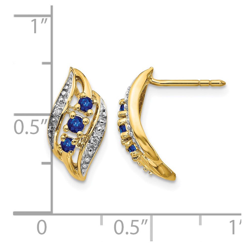 14k Gold w/ Sapphire and Diamond Polished Post Earrings