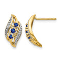 14k Gold w/ Sapphire and Diamond Polished Post Earrings