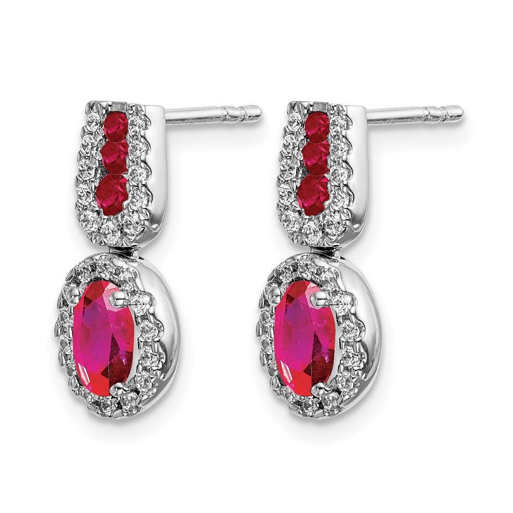 14k White Gold Diamond and Ruby Earrings