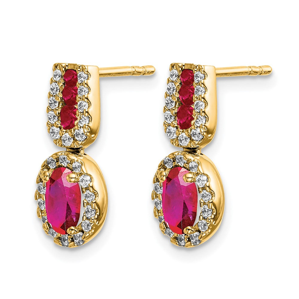 14k Yellow Gold Diamond and Ruby Earrings