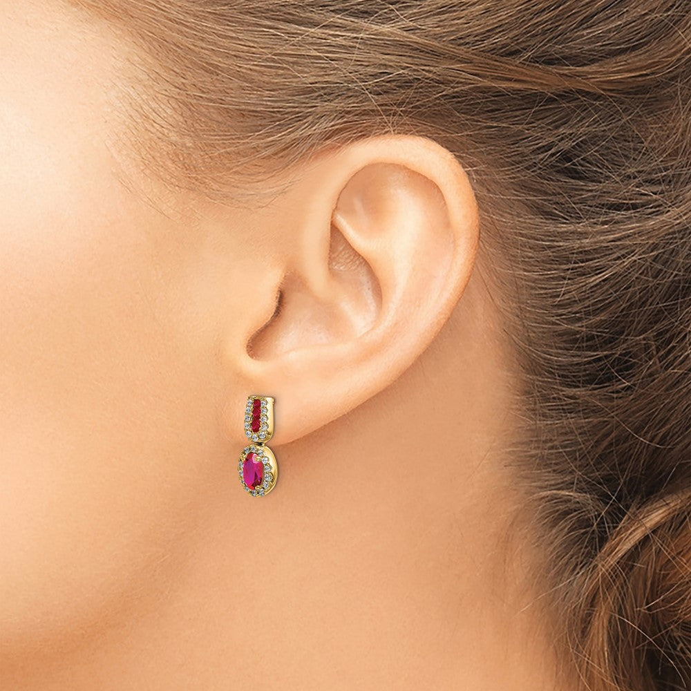14k Yellow Gold Diamond and Ruby Earrings