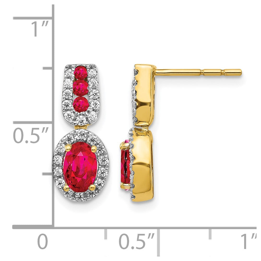 14k Yellow Gold Diamond and Ruby Earrings
