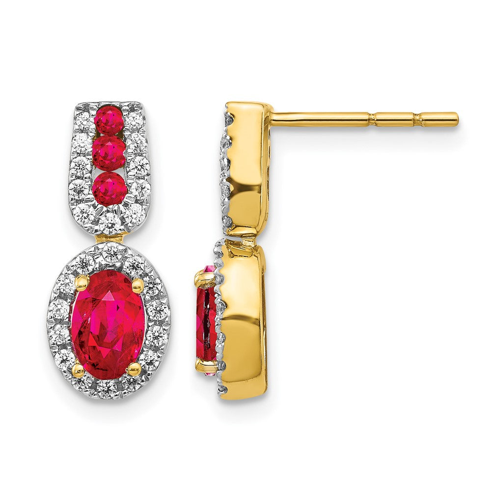 14k Yellow Gold Diamond and Ruby Earrings