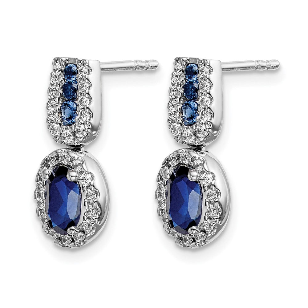14k White Gold Diamond and Sapphire Post Earrings