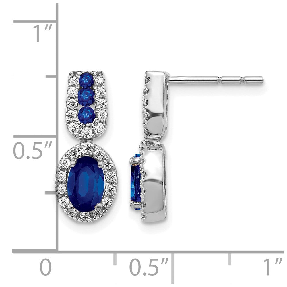 14k White Gold Diamond and Sapphire Post Earrings
