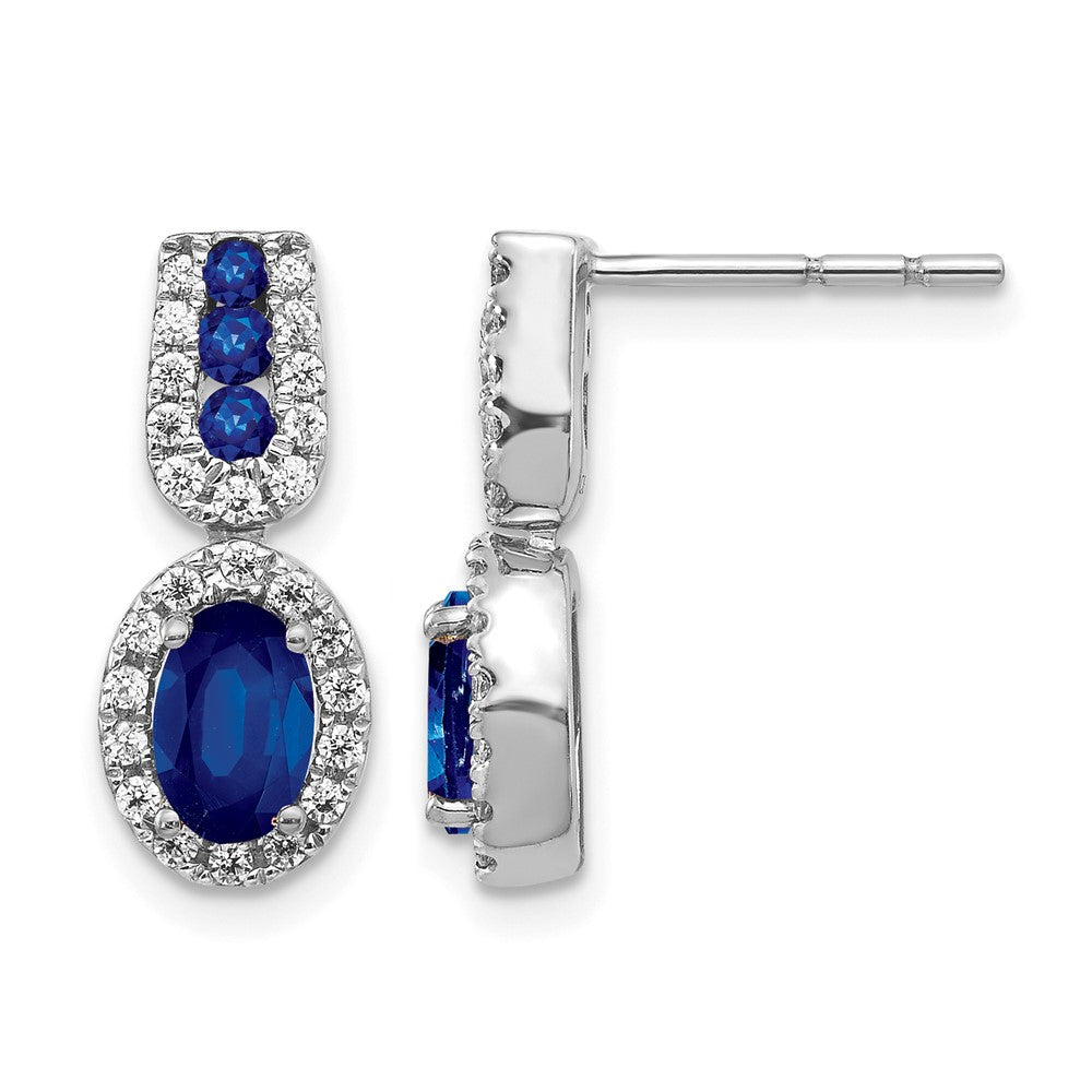14k White Gold Diamond and Sapphire Post Earrings
