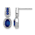 14k White Gold Diamond and Sapphire Post Earrings