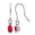 14k White Gold Diamond and Oval Ruby Earrings
