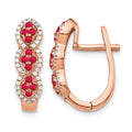14k Rose Gold Diamond and Ruby Hinged Earrings