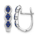 14k White Gold Diamond and Blue Sapphire Hinged Earrings