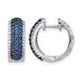 14k White Gold Diamond and Sapphire Hinged Hoop Earrings