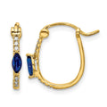 14k 1/20ct Diamond and Sapphire OVal Hoop Earrings