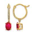 14k 1/10ct Diamond and Ruby Dangle Hoop Earrings