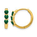 14k Created Emerald Polished Hinged Hoop Earrings