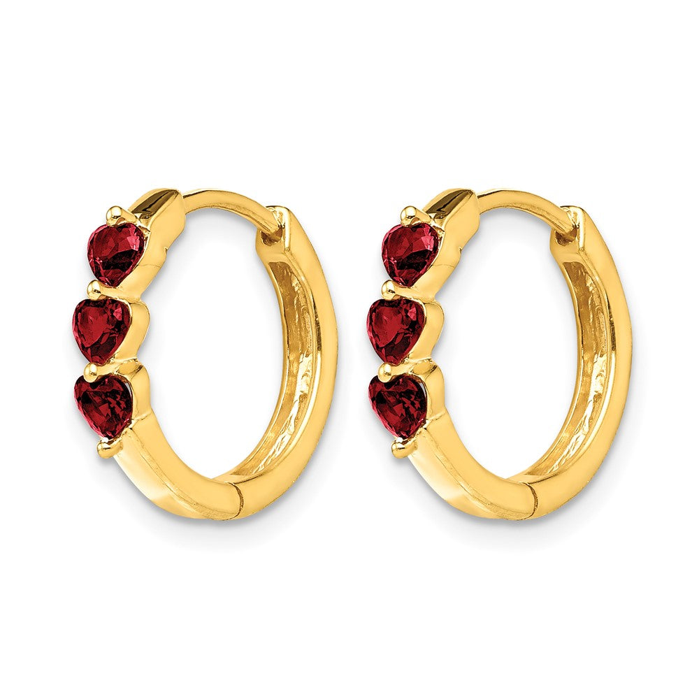 14k Created Ruby Polished Hinged Hoop Earrings