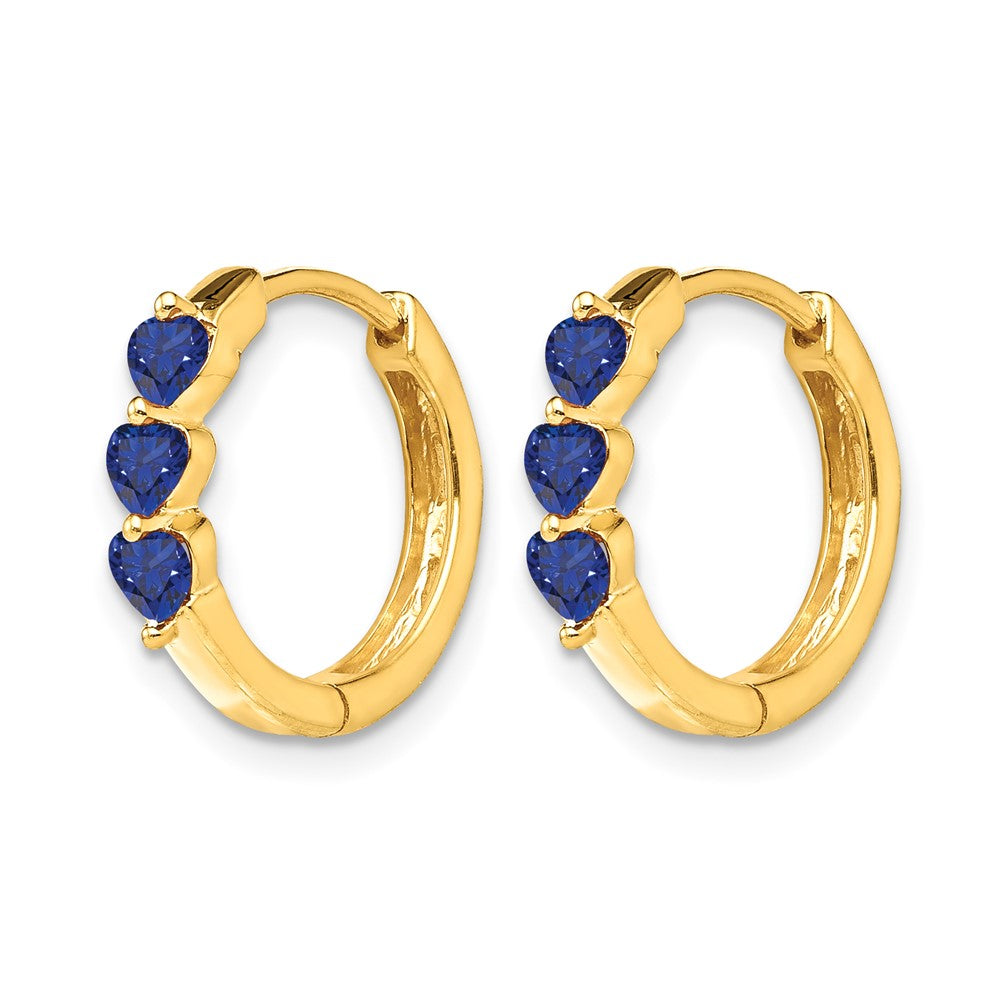 14k Created Sapphire Polished Hinged Hoop Earrings