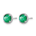 14k White Gold Diamond and Emerald Post Earrings