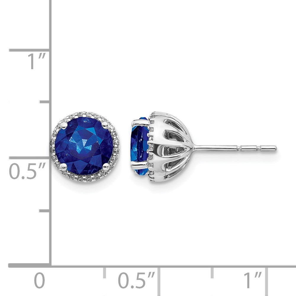 14k White Gold Diamond and Sapphire Post Earrings