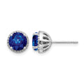 14k White Gold Diamond and Sapphire Post Earrings