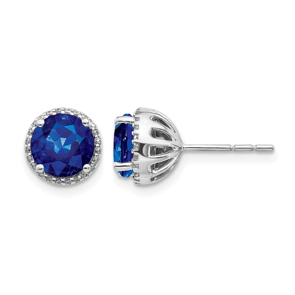 14k White Gold Diamond and Sapphire Post Earrings