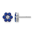 14k White Gold Polished Sapphire and Diamond Post Earrings
