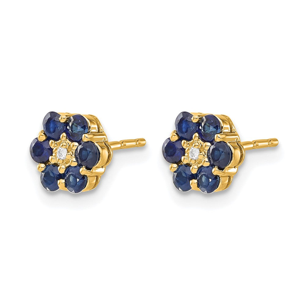14k and Rhodium Sapphire and Diamond Post Earrings