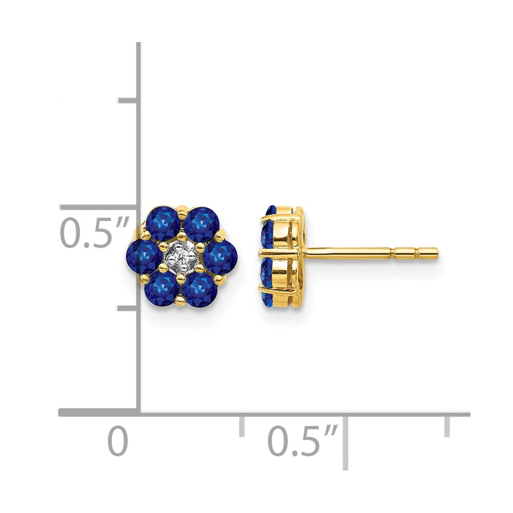14k and Rhodium Sapphire and Diamond Post Earrings