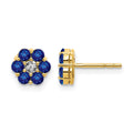 14k and Rhodium Sapphire and Diamond Post Earrings