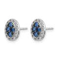 14k White Gold Diamond and Sapphire Oval Post Earrings