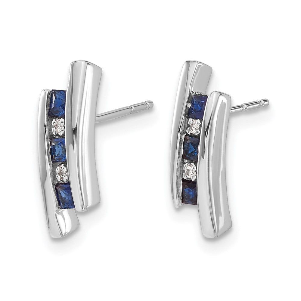 14k White Gold Diamond and Sapphire Earrings