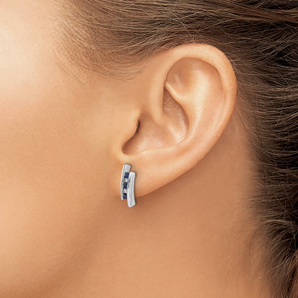 14k White Gold Diamond and Sapphire Earrings
