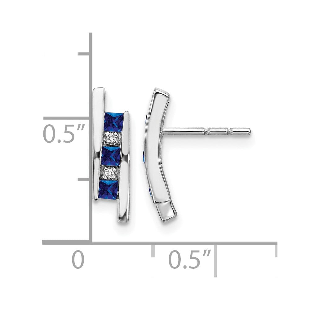 14k White Gold Diamond and Sapphire Earrings