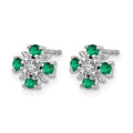 14k White Gold Emerald and Diamond Post Earrings