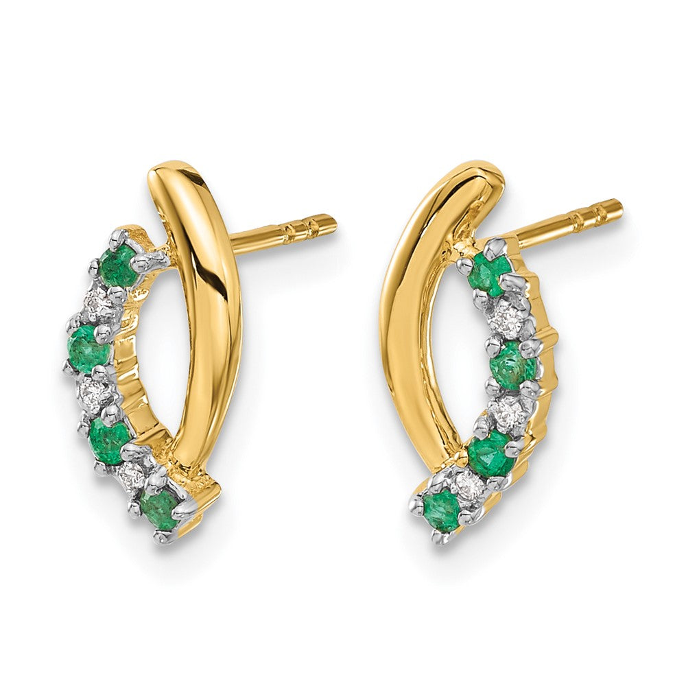 14k Diamond and Emerald Post Earrings