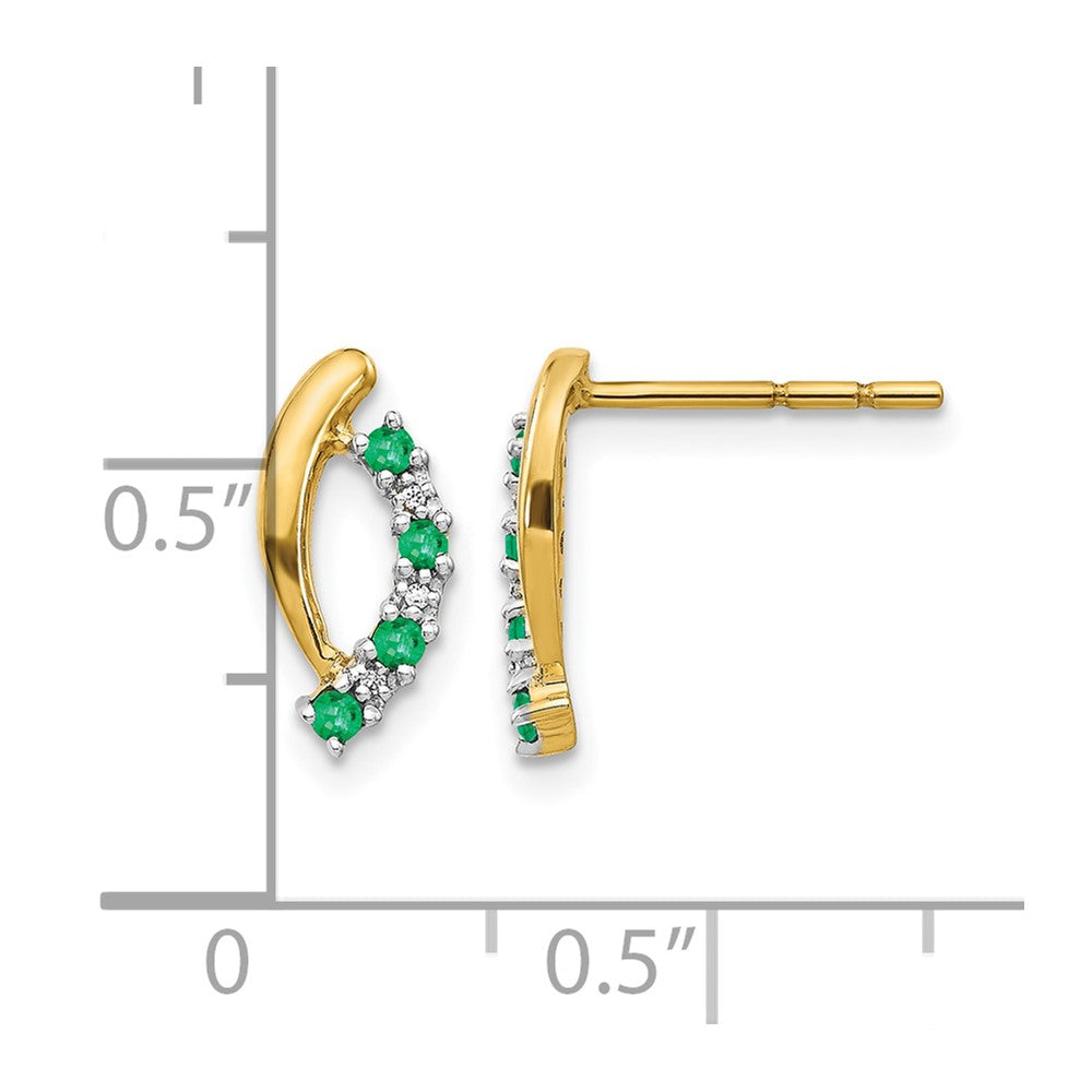 14k Diamond and Emerald Post Earrings
