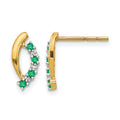 14k Diamond and Emerald Post Earrings