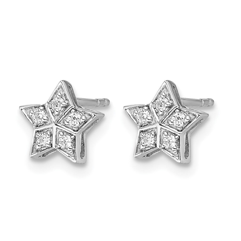14k White Gold Diamond Star Post Earrings