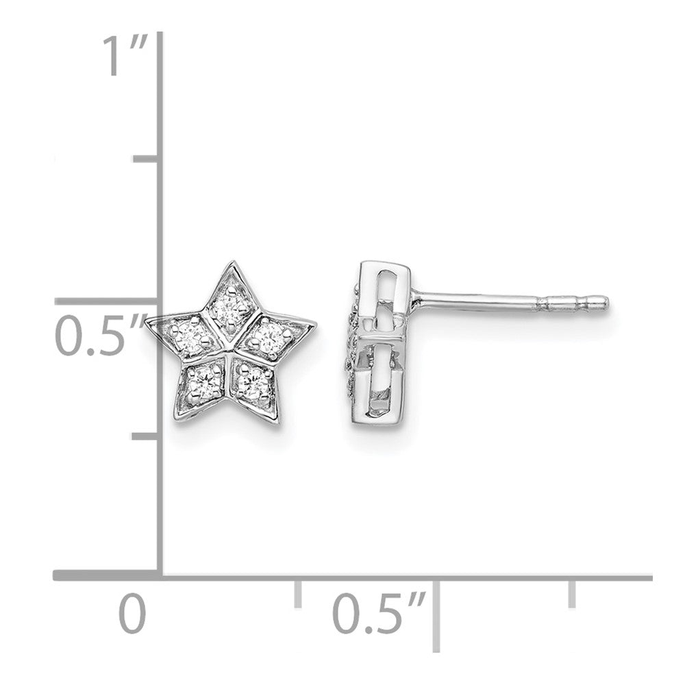 14k White Gold Diamond Star Post Earrings