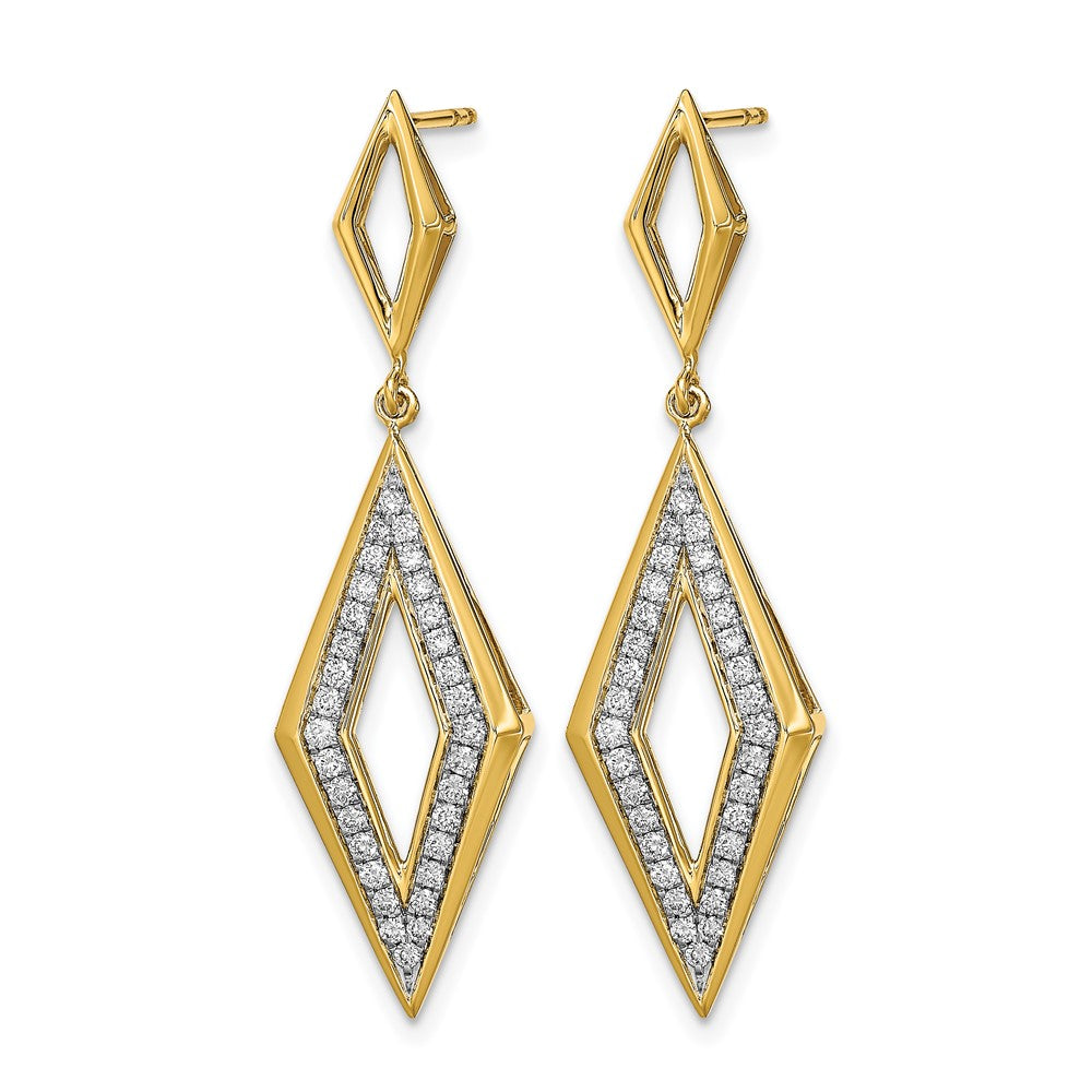 14k Polished Diamond Dangle Post Earrings
