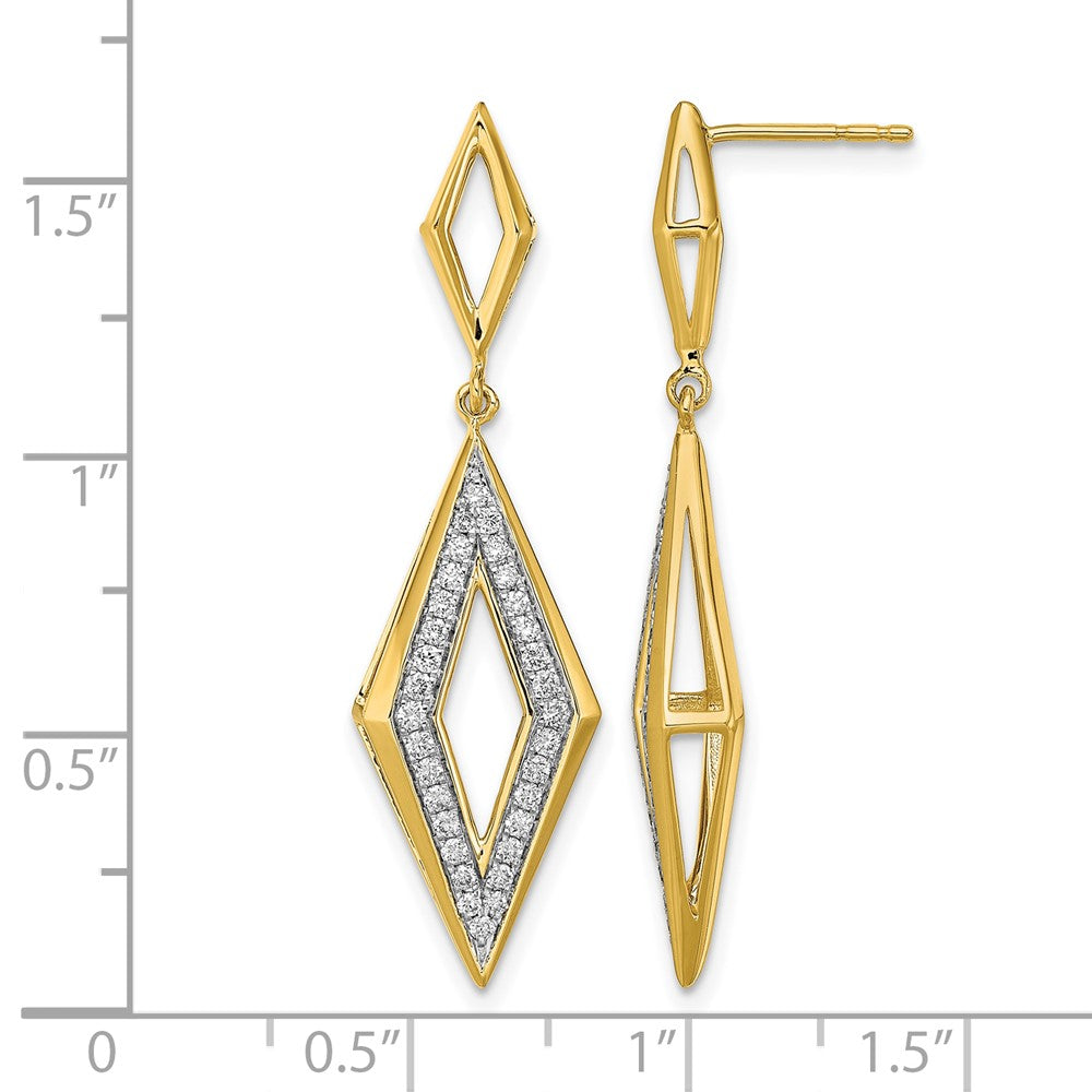 14k Polished Diamond Dangle Post Earrings