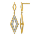 14k Polished Diamond Dangle Post Earrings