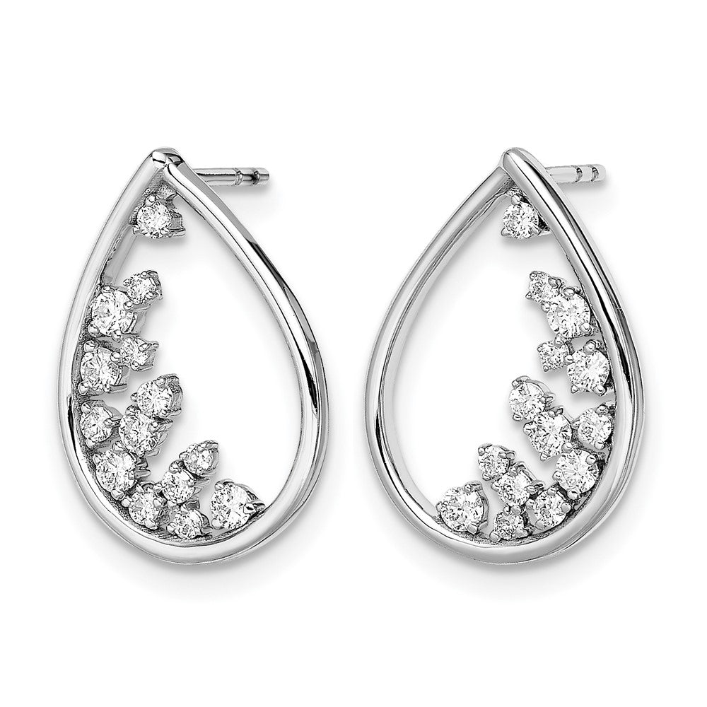 14k White Gold Polished Teardrop Post Earrings
